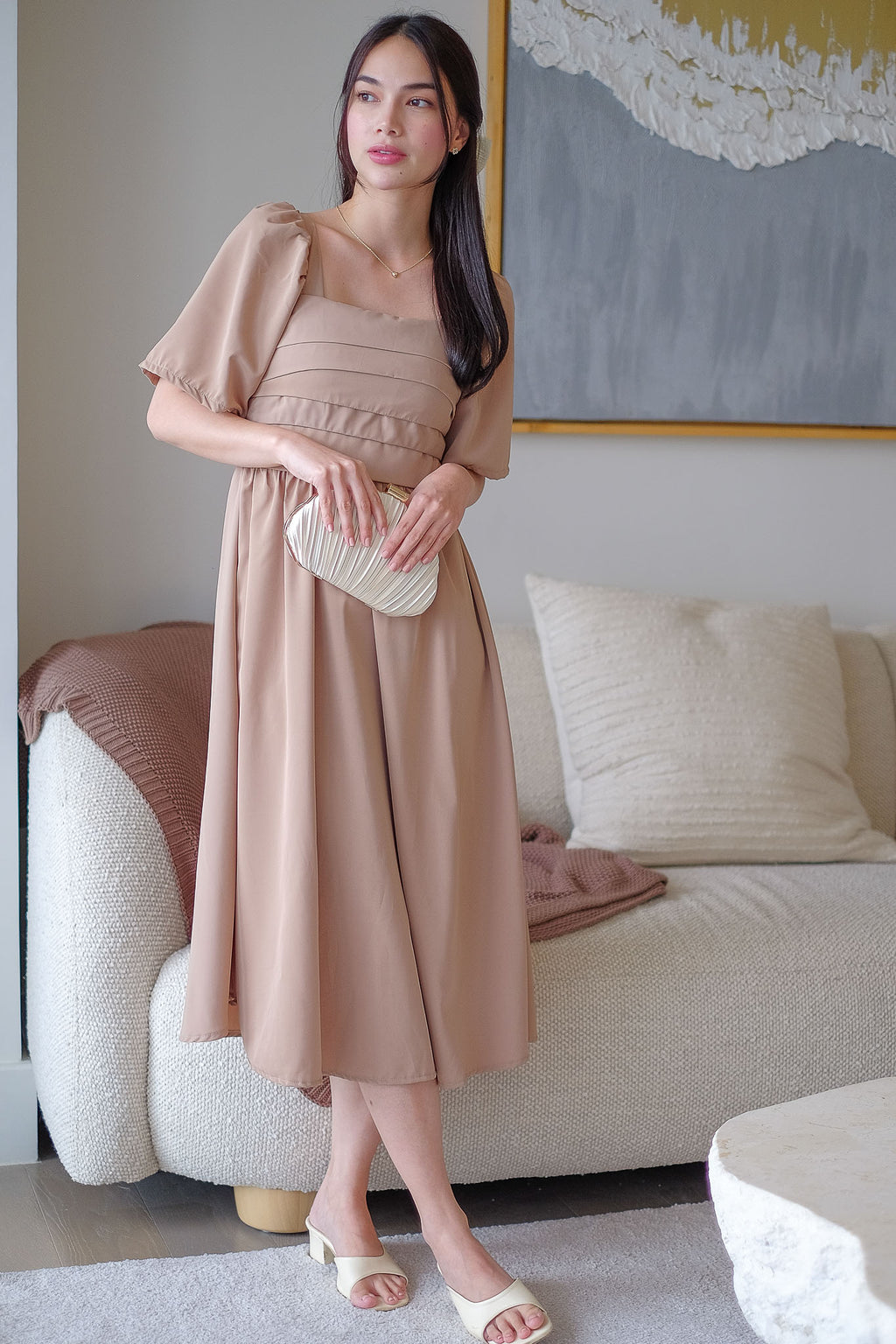 The Dani midi dress - nude beige