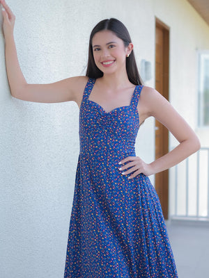 Eliana Midi Dress - printed blue