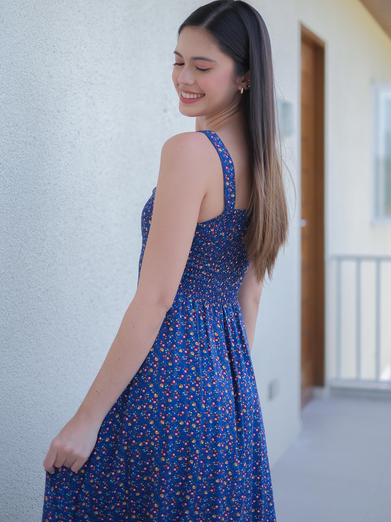 Eliana Midi Dress - printed blue