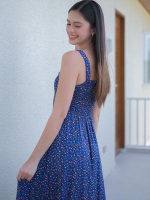 Eliana Midi Dress - printed blue