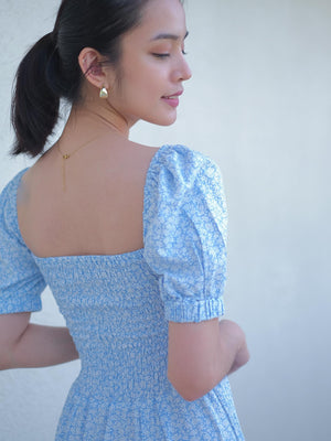 Shiella mini dress - blue white prints