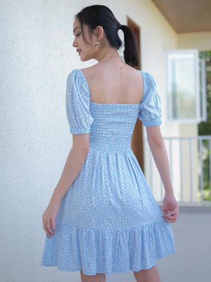 Shiella mini dress - blue white prints