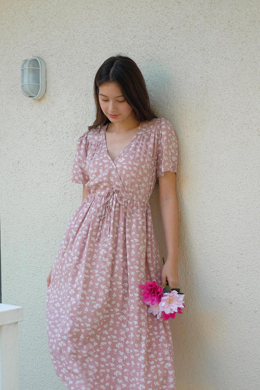 Gracie Midi Dress - Pastel Blush Floral