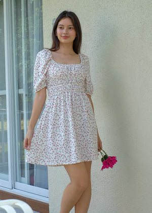 Layla mini dress - white floral
