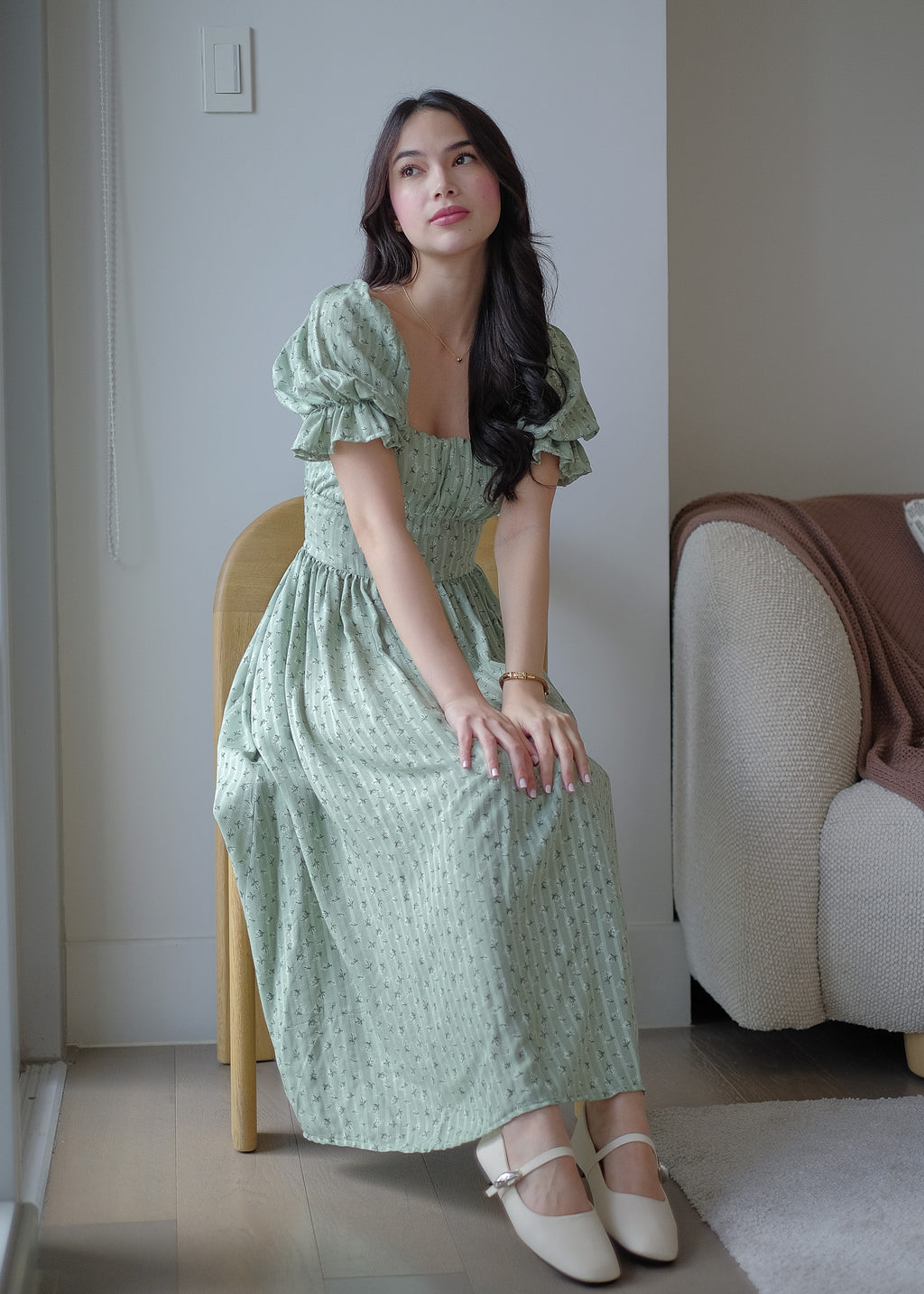 Monica Midi Dress – sage floral