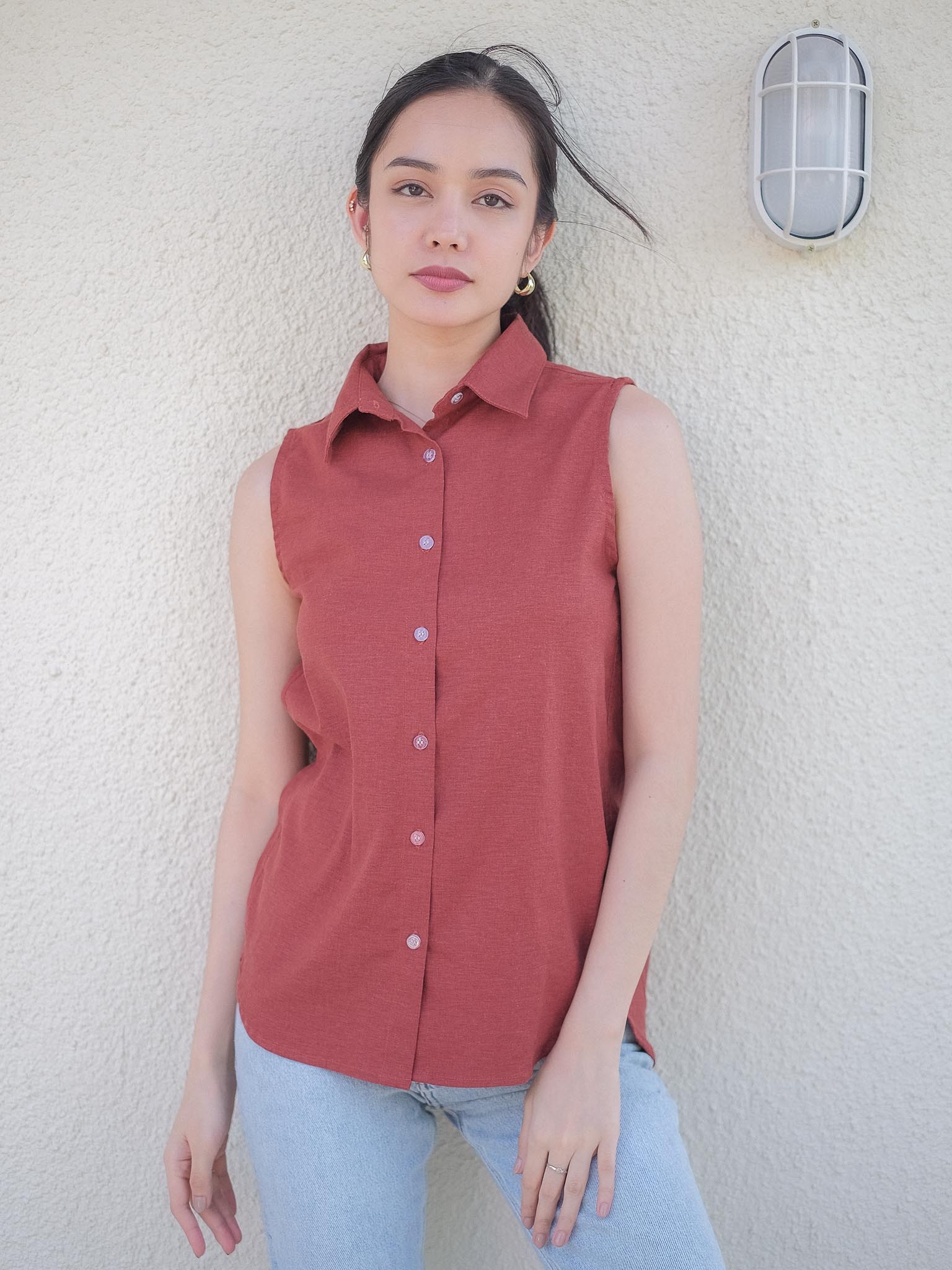 Jaida sleeveless shirt - barn red