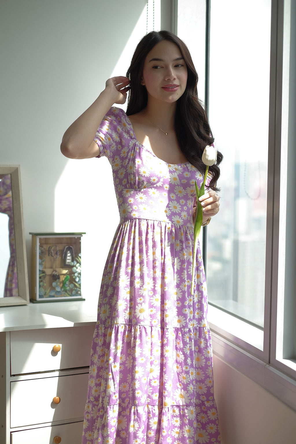 Dakota Midi Dress - lavender floral
