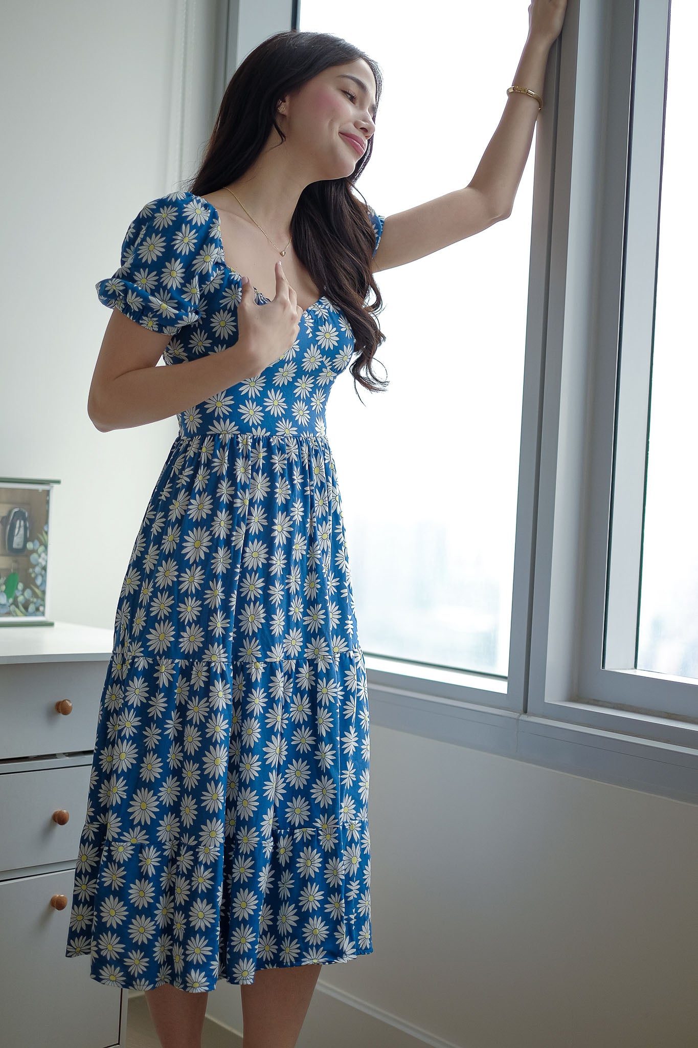 Dakota Midi Dress - daisy blue