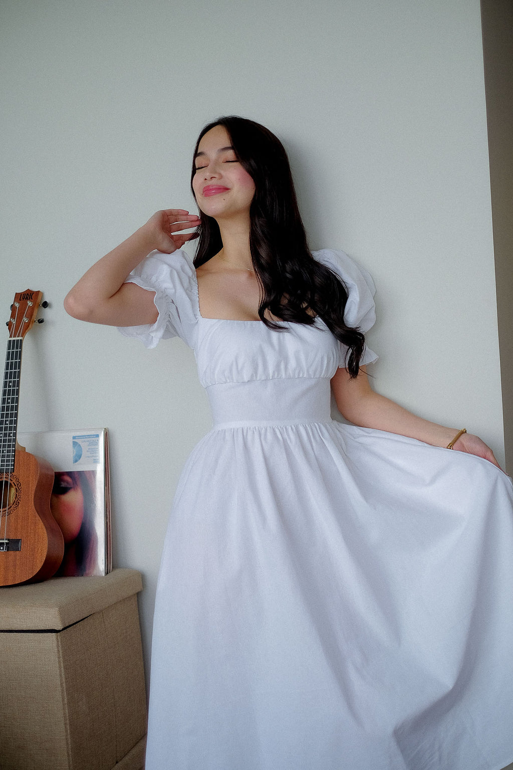 Monica Midi Dress – plain white