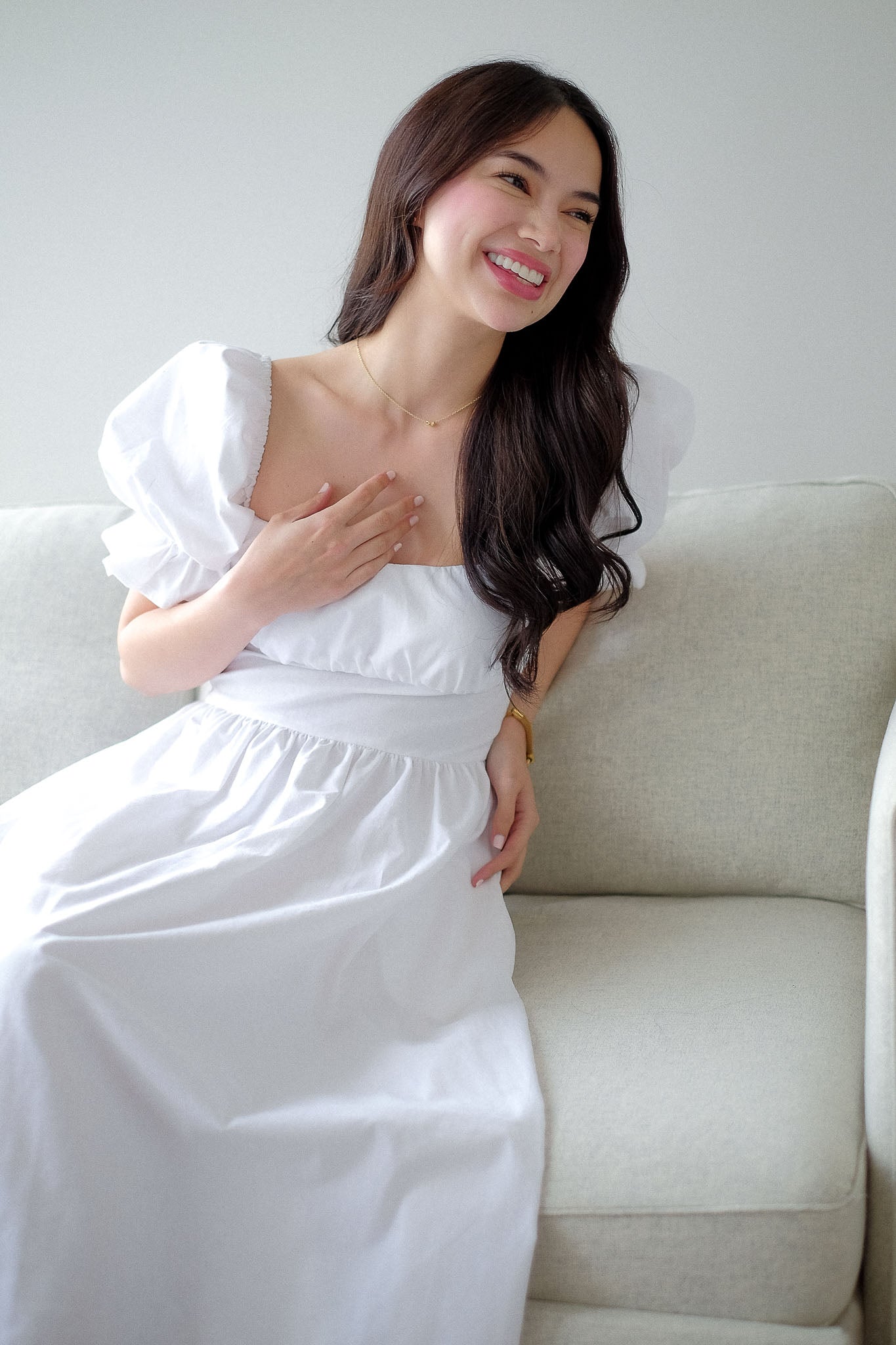 Monica Midi Dress – plain white