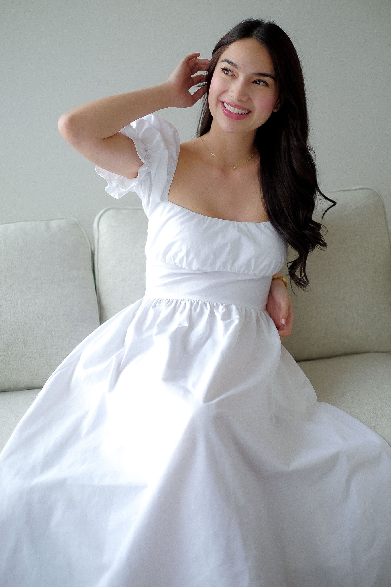 Monica Midi Dress – plain white