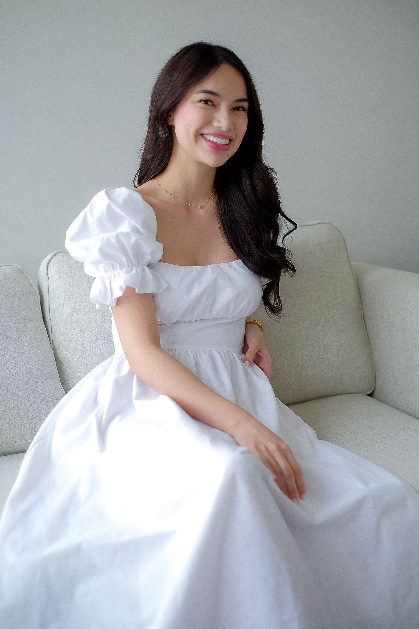 Monica Midi Dress – plain white