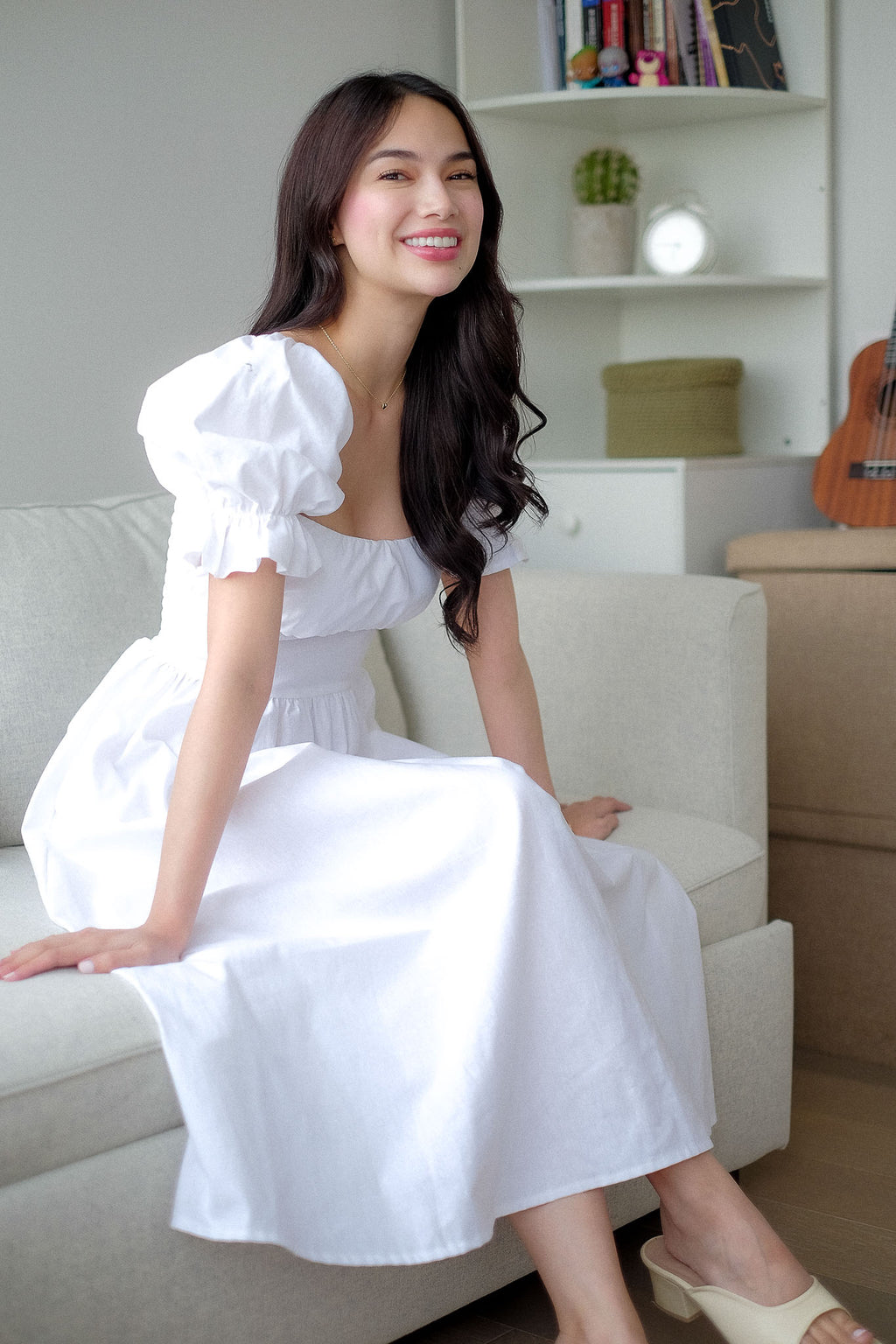 Monica Midi Dress – plain white