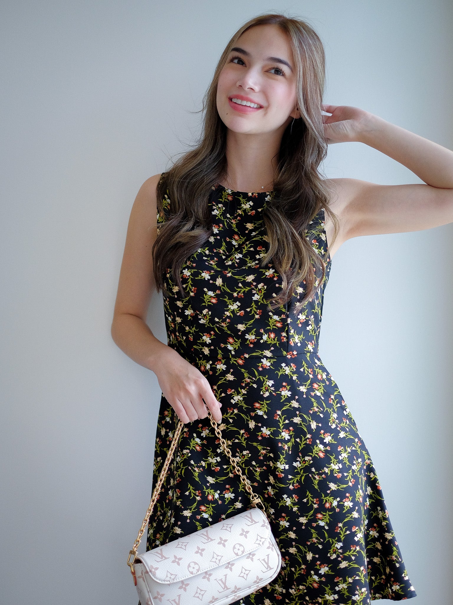 Phoebe Mini Dress - black floral