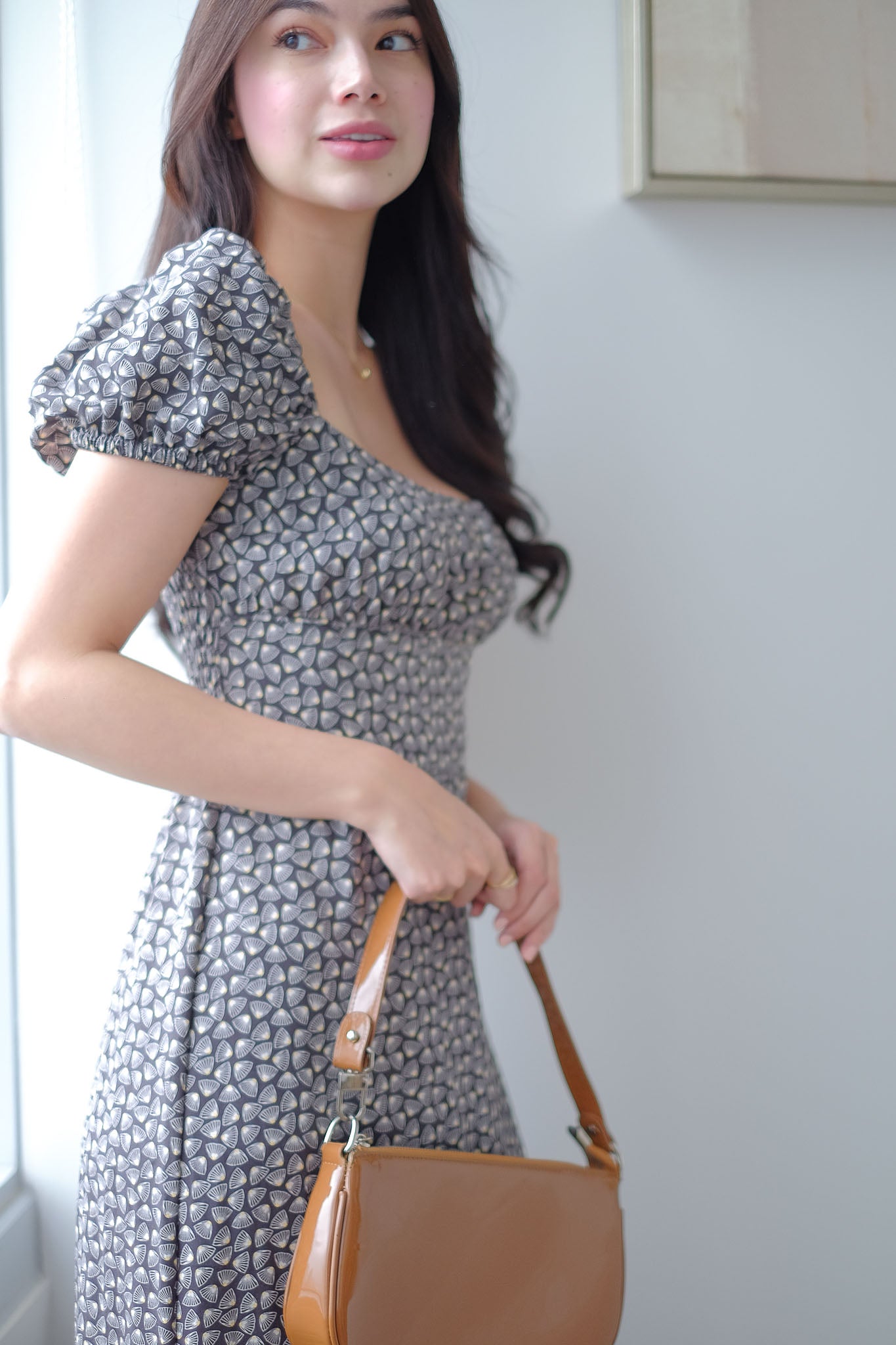 Suri Midi dress - Black printed