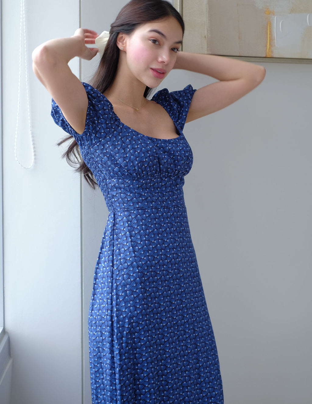 Suri Midi dress - Cobalt blue printed