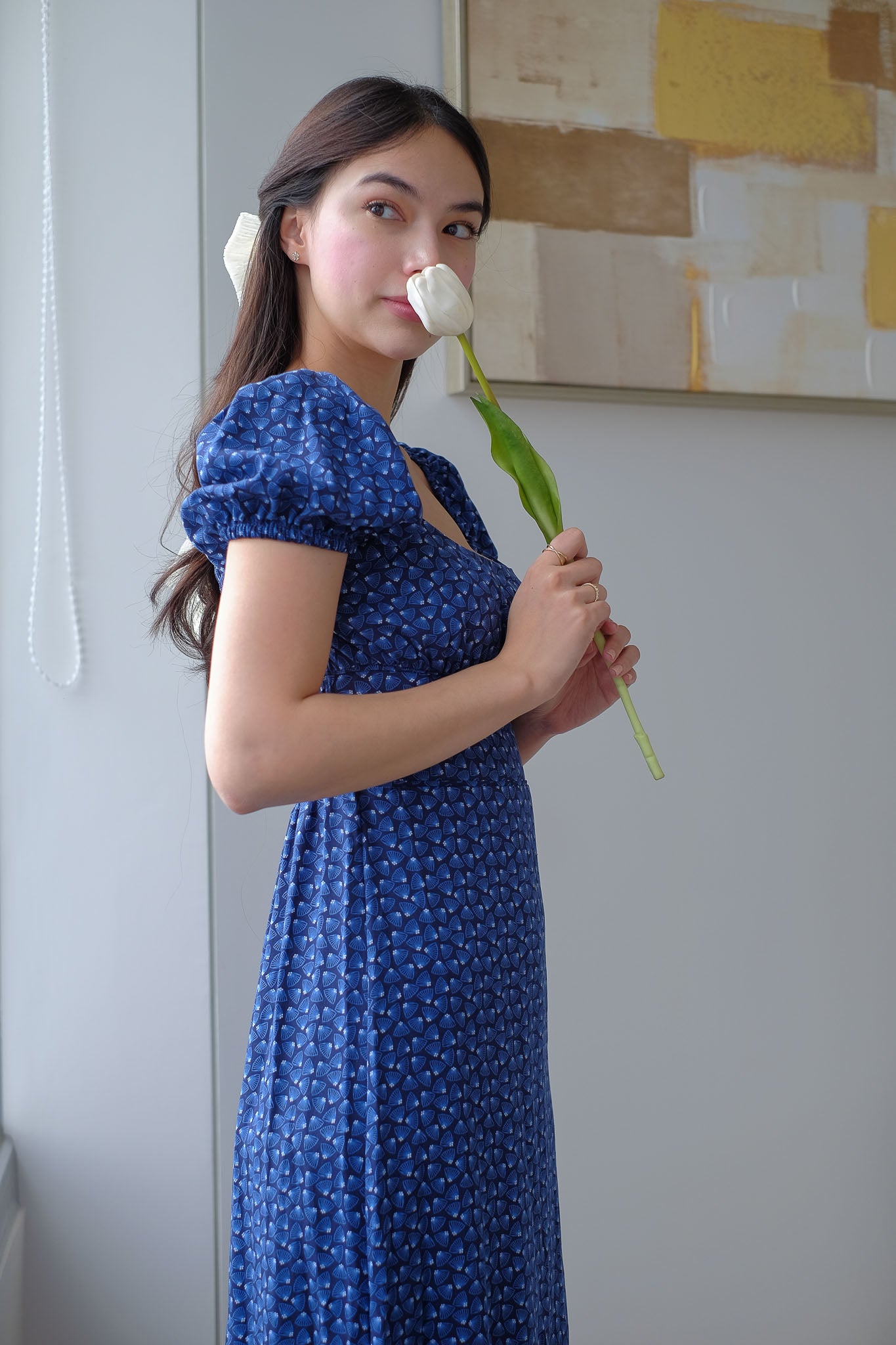 Suri Midi dress - Cobalt blue printed