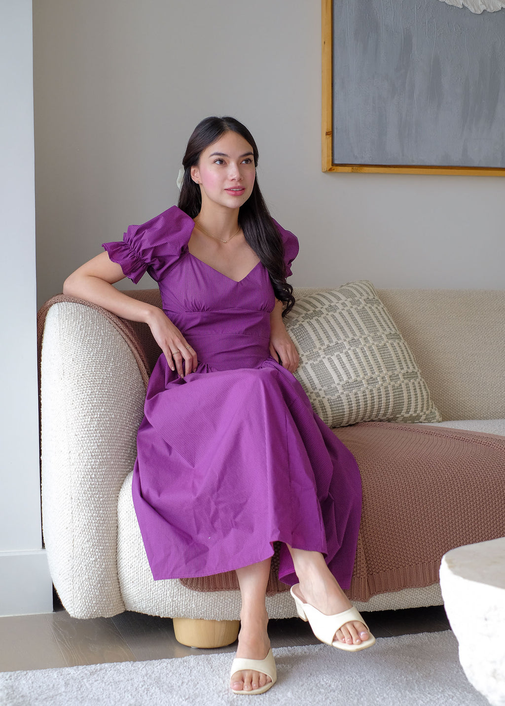 purple gingham midi dress Girls: Speak Your Mind Lavender Gingham Midi Dress, (7/8) - The Mint Julep Boutique