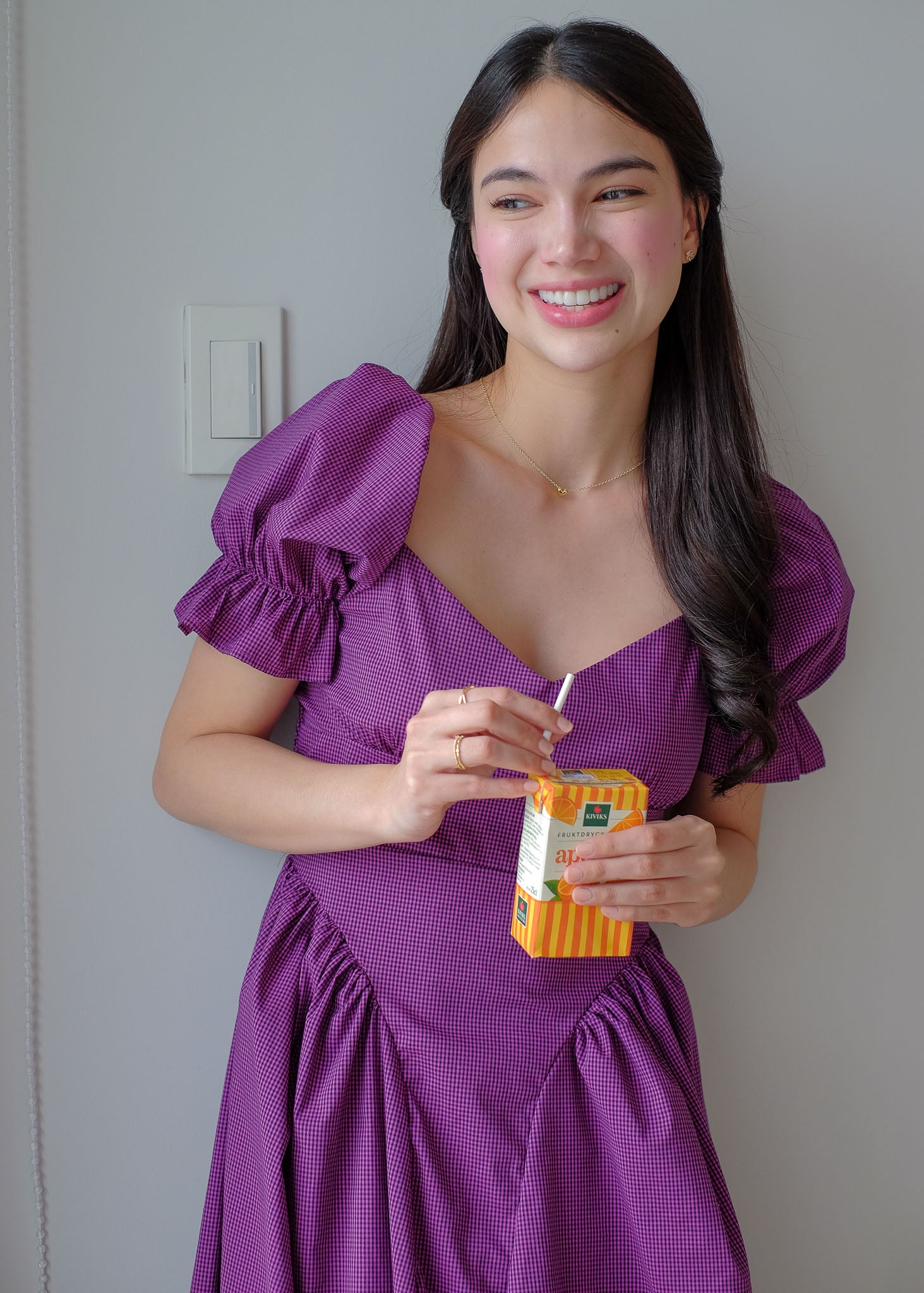 The Emma Midi dress - purple gingham