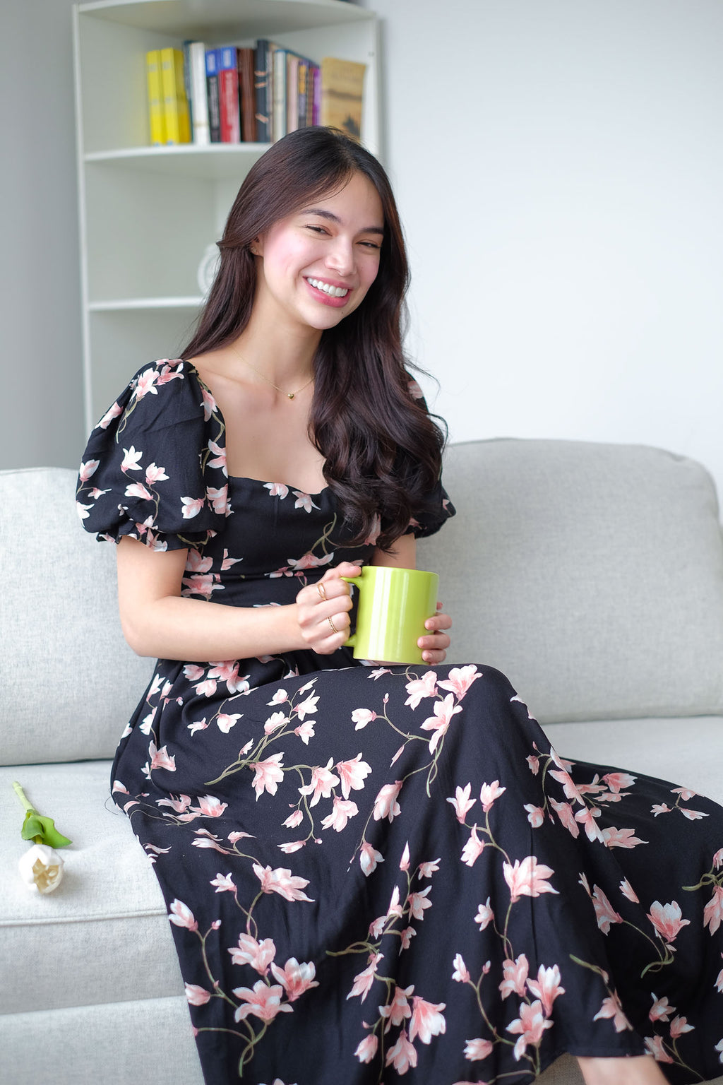 Emeline Midi Dress – black floral