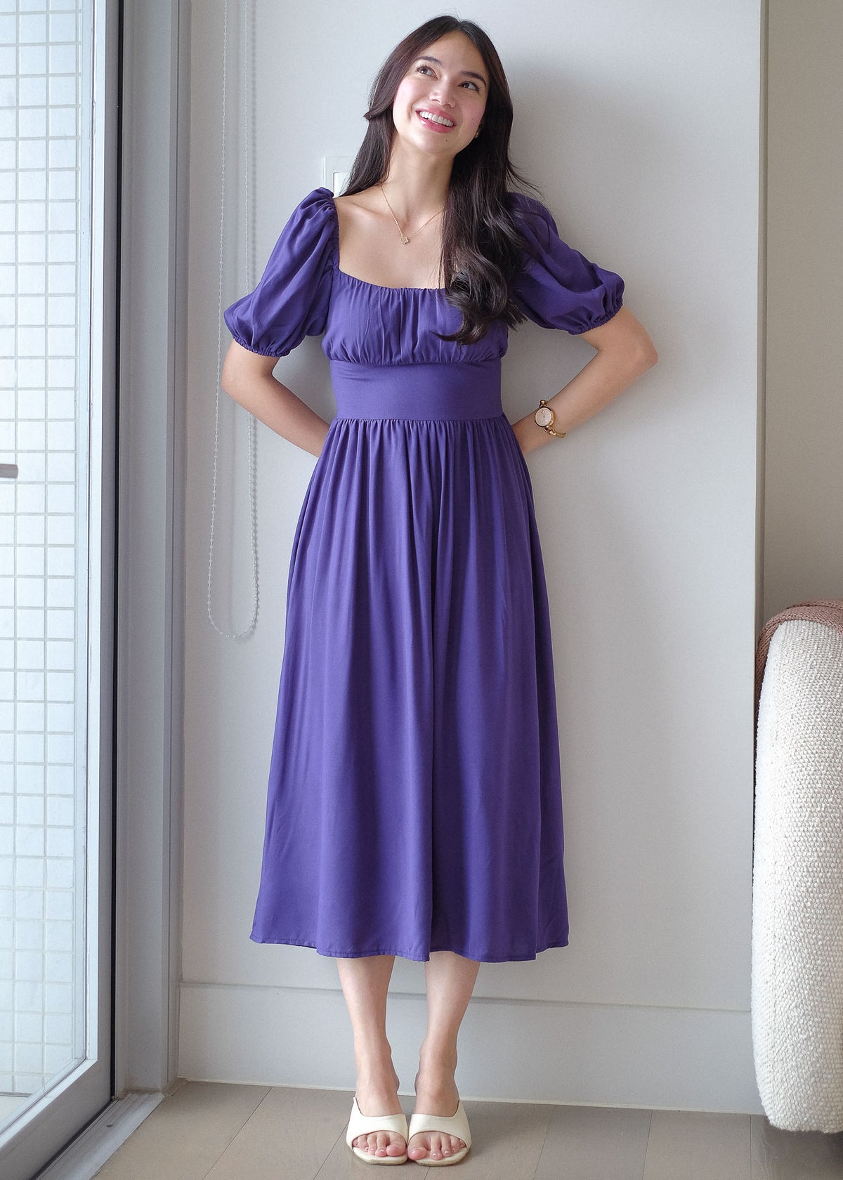 Monica Midi Dress – deep amethyst