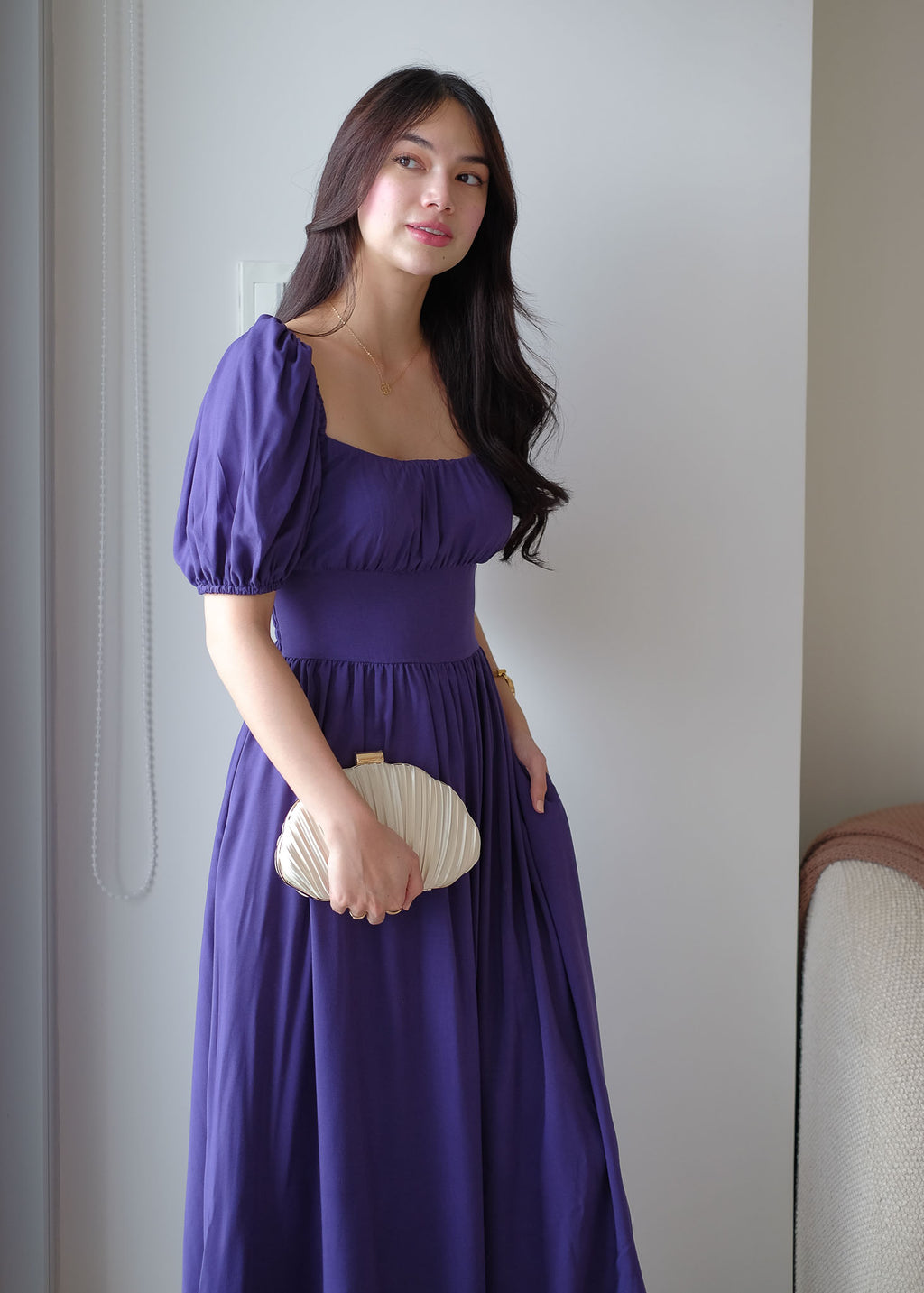 Monica Midi Dress – deep amethyst