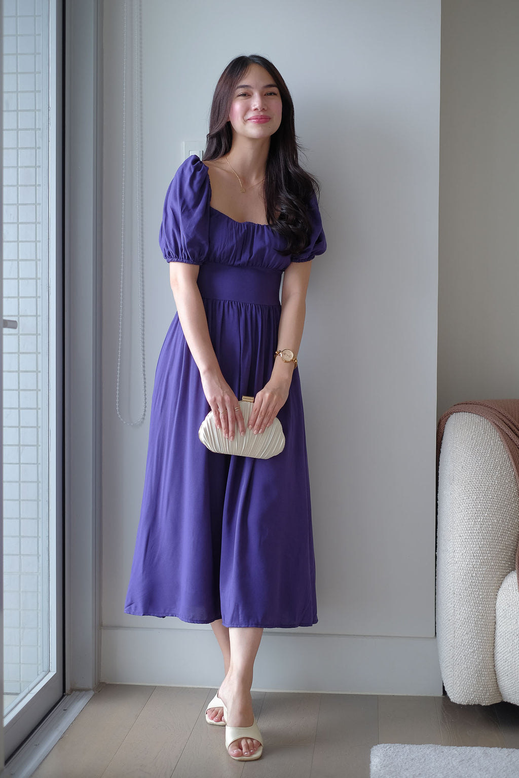 Monica Midi Dress – deep amethyst