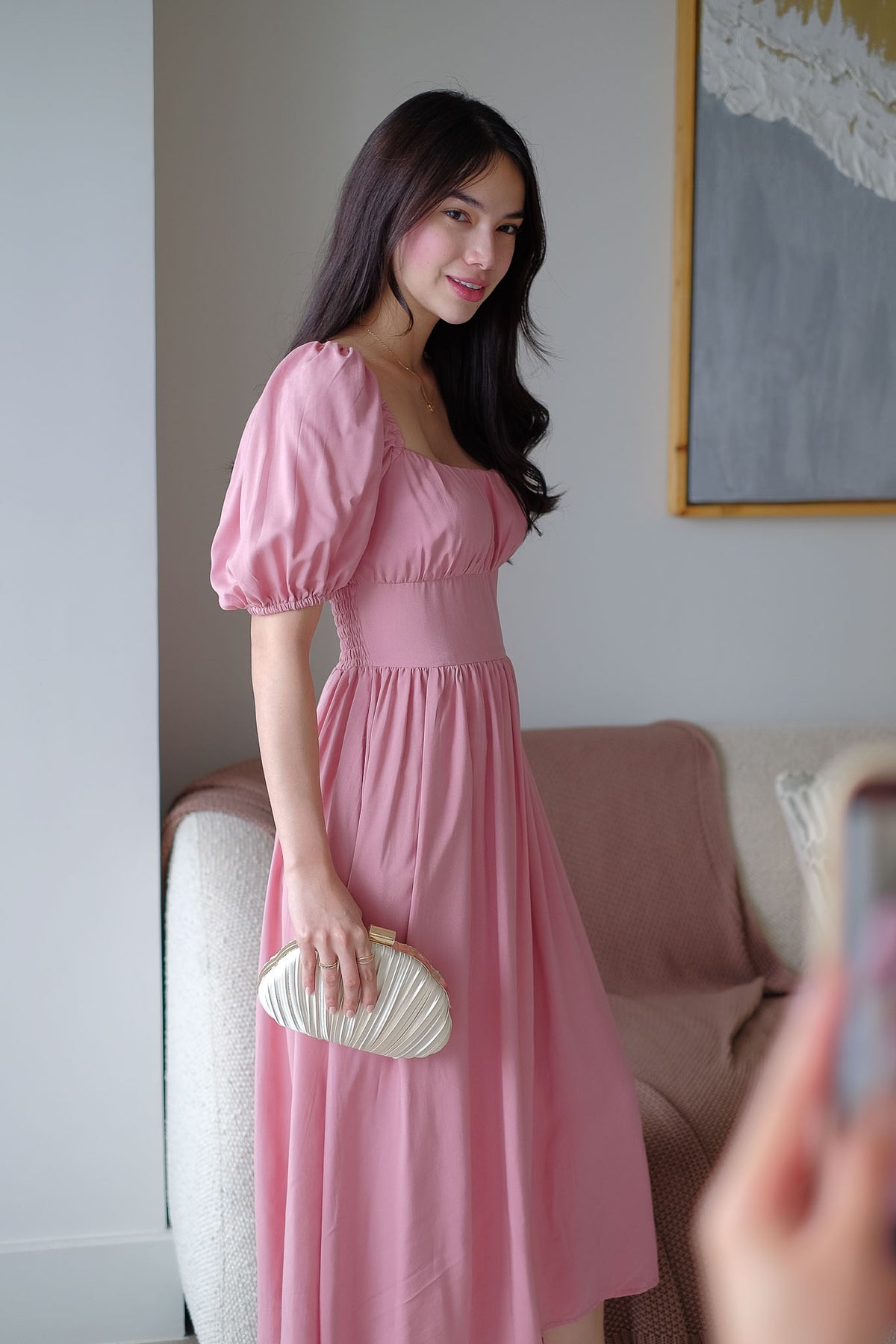 Monica Midi Dress – Dusty Rose Pink