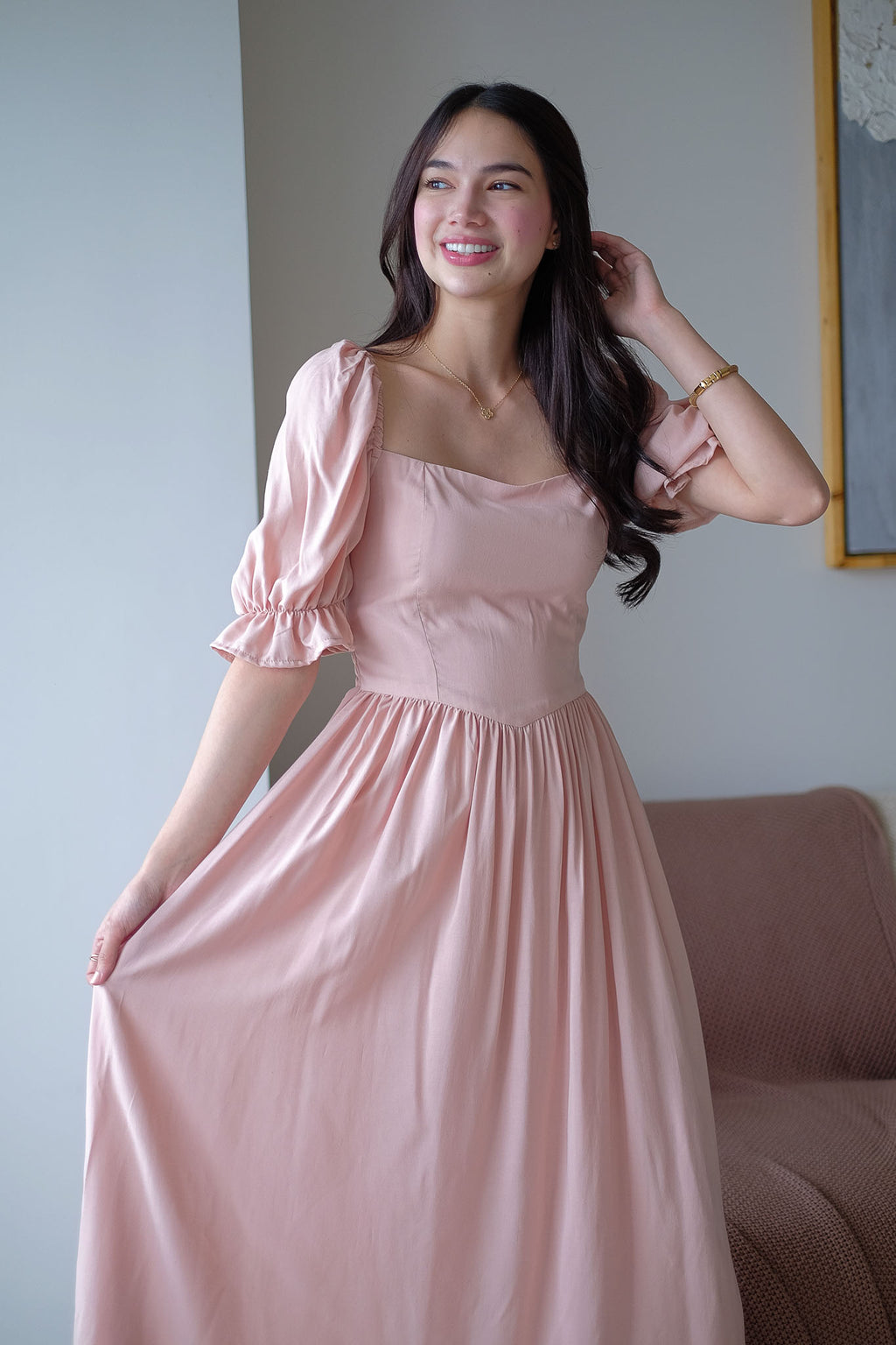 Emeline Midi Dress – Blush Pink