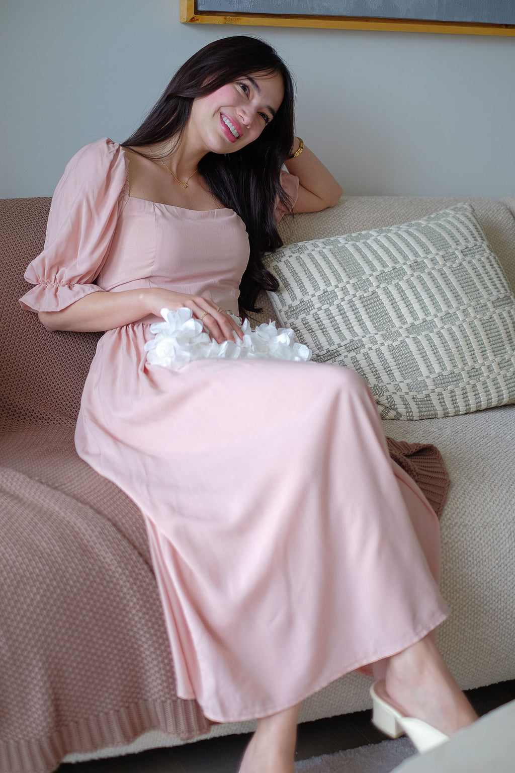 Emeline Midi Dress – Blush Pink