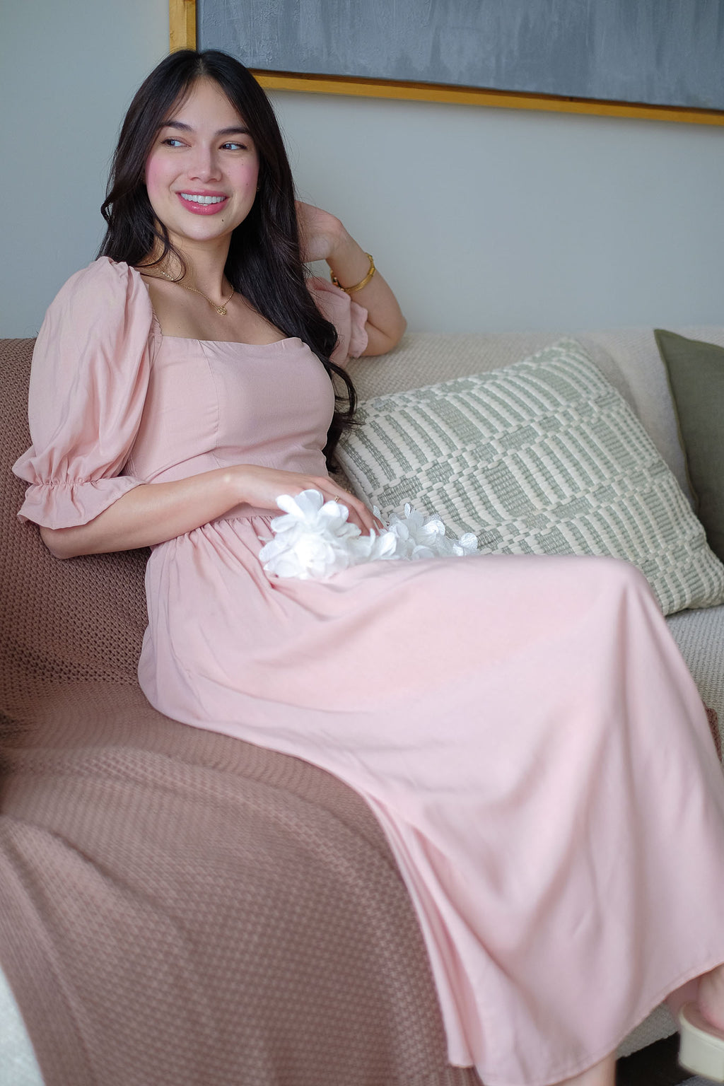 Emeline Midi Dress – Blush Pink