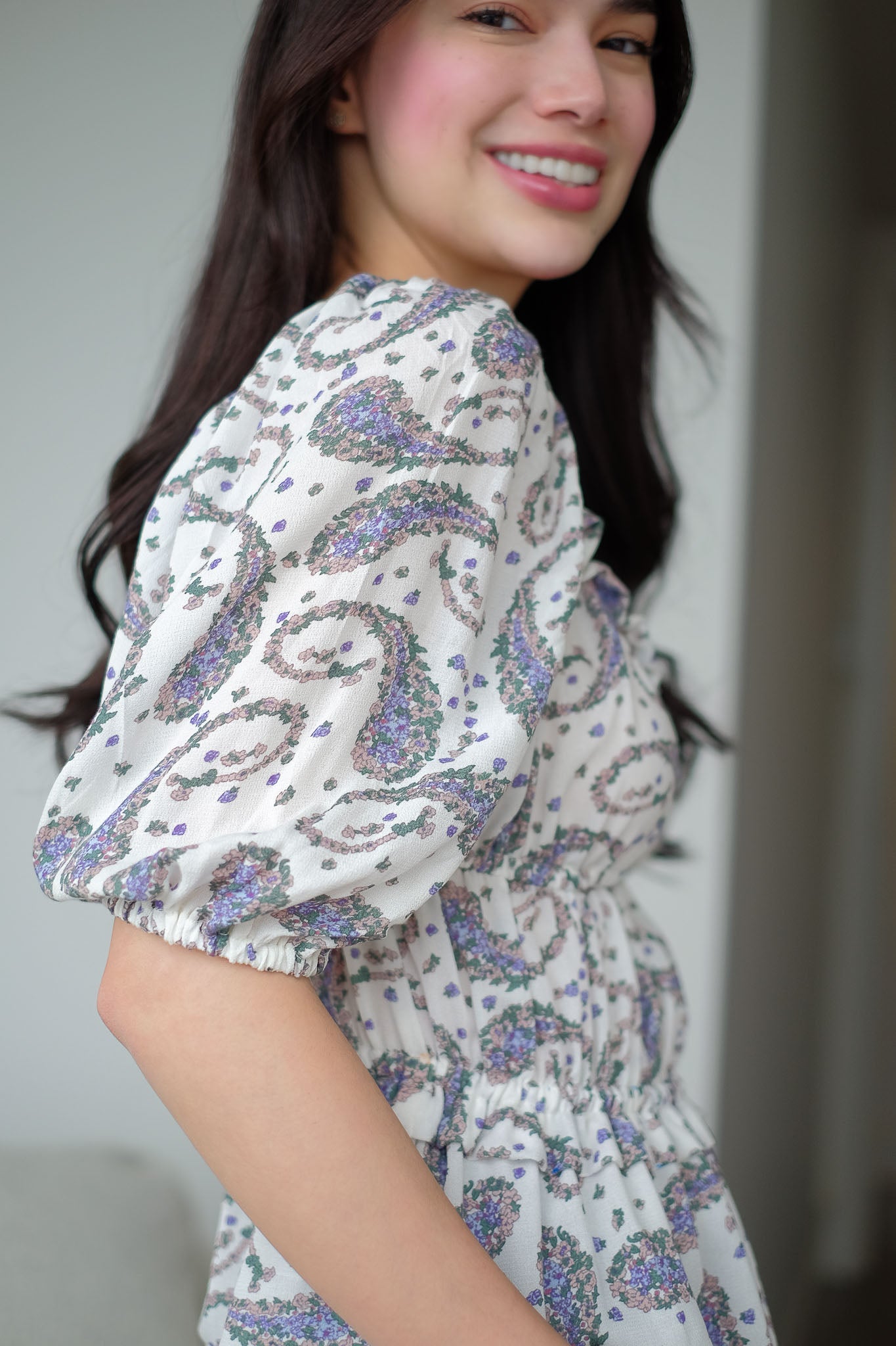 Tancy top - off white paisley floral