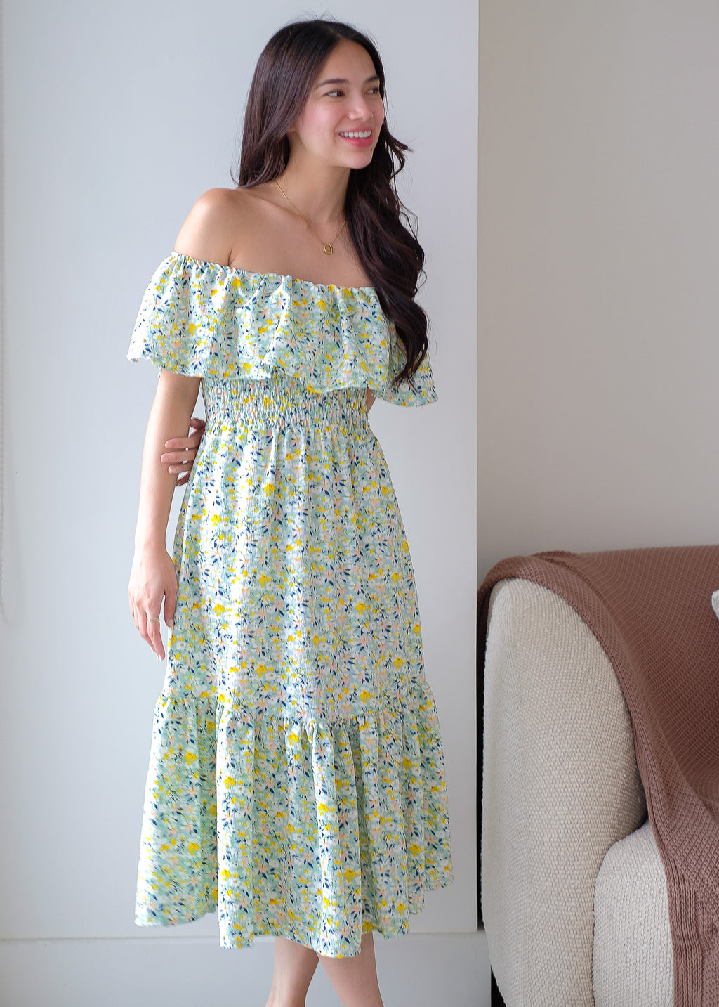 The Willow midi dress - Tifany blue floral