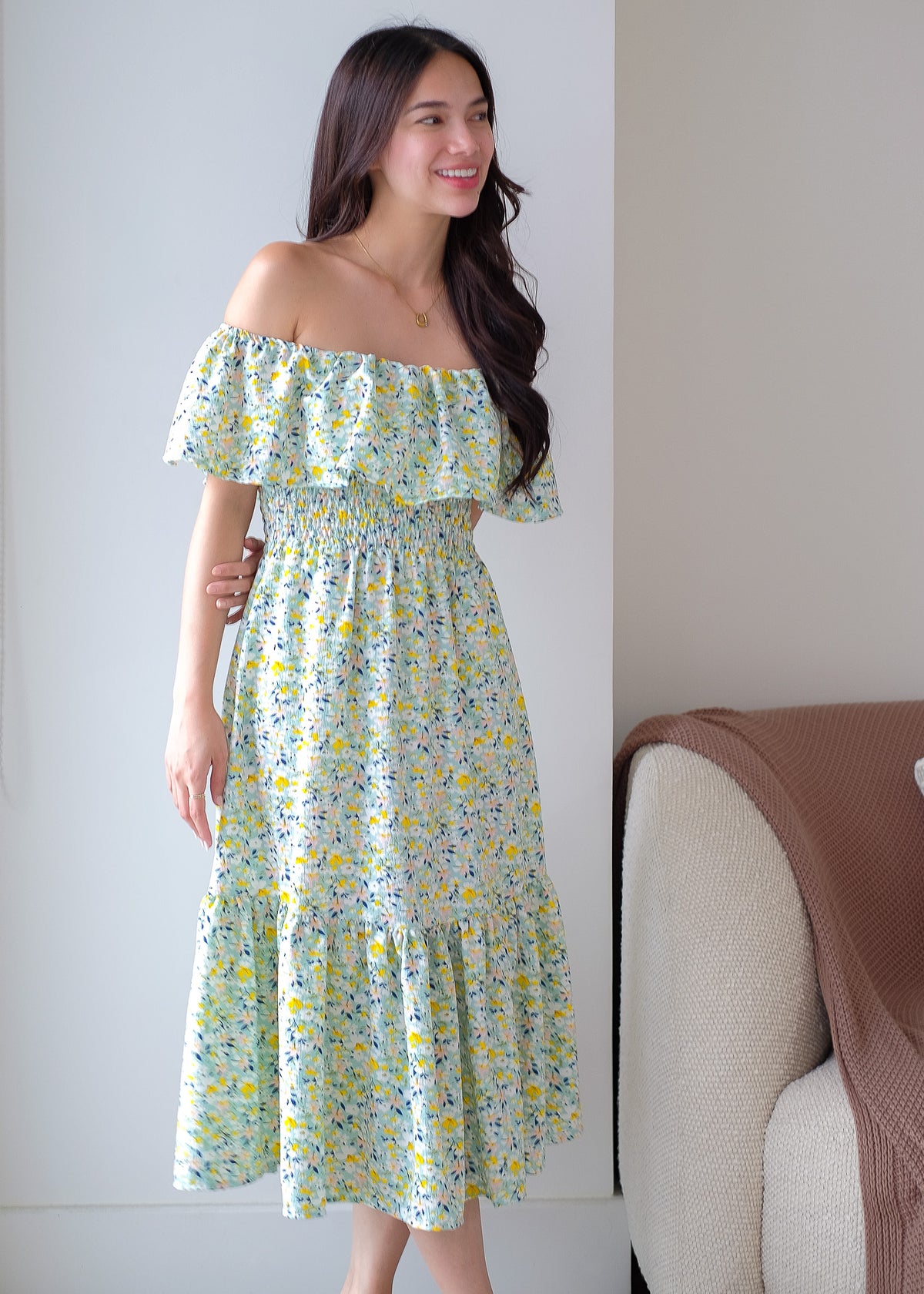 The Willow midi dress - Tifany blue floral