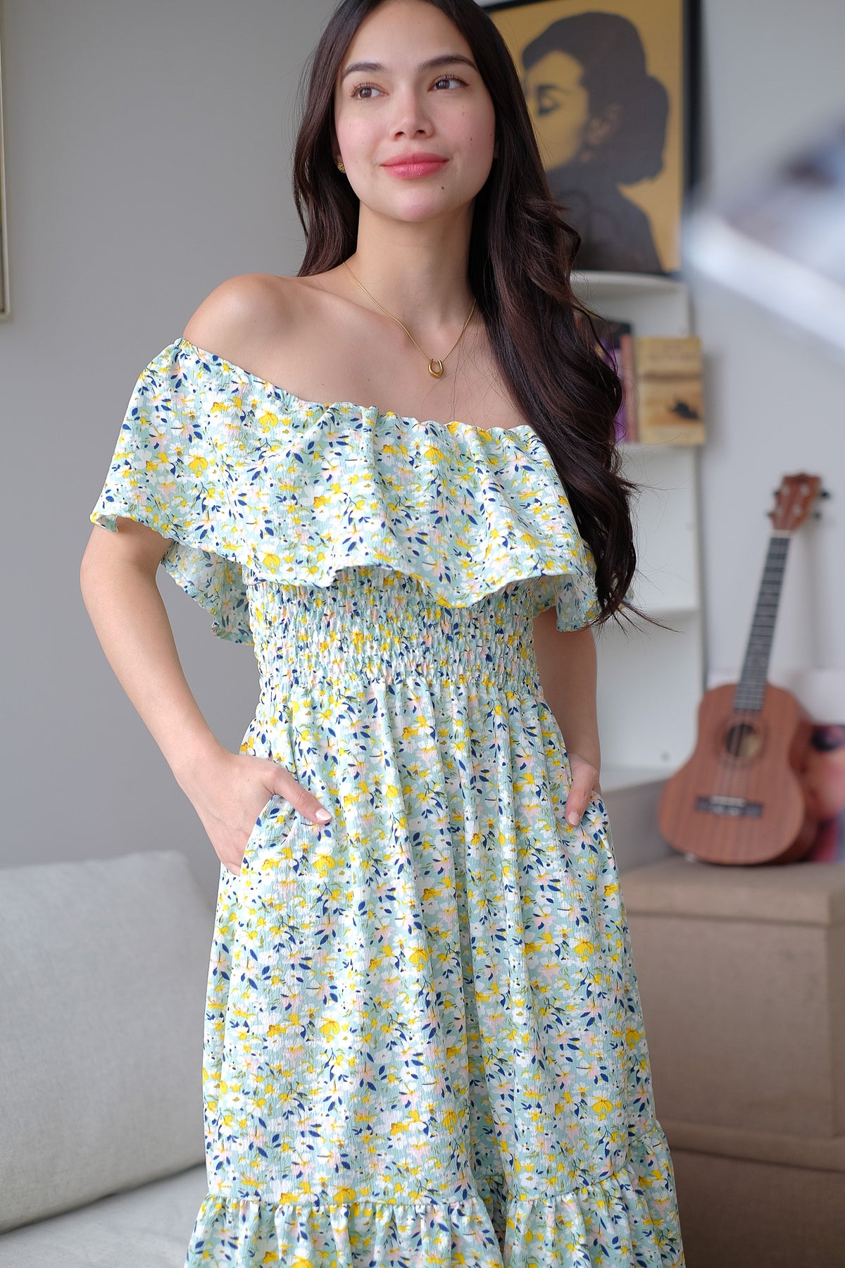 The Willow midi dress - Tifany blue floral