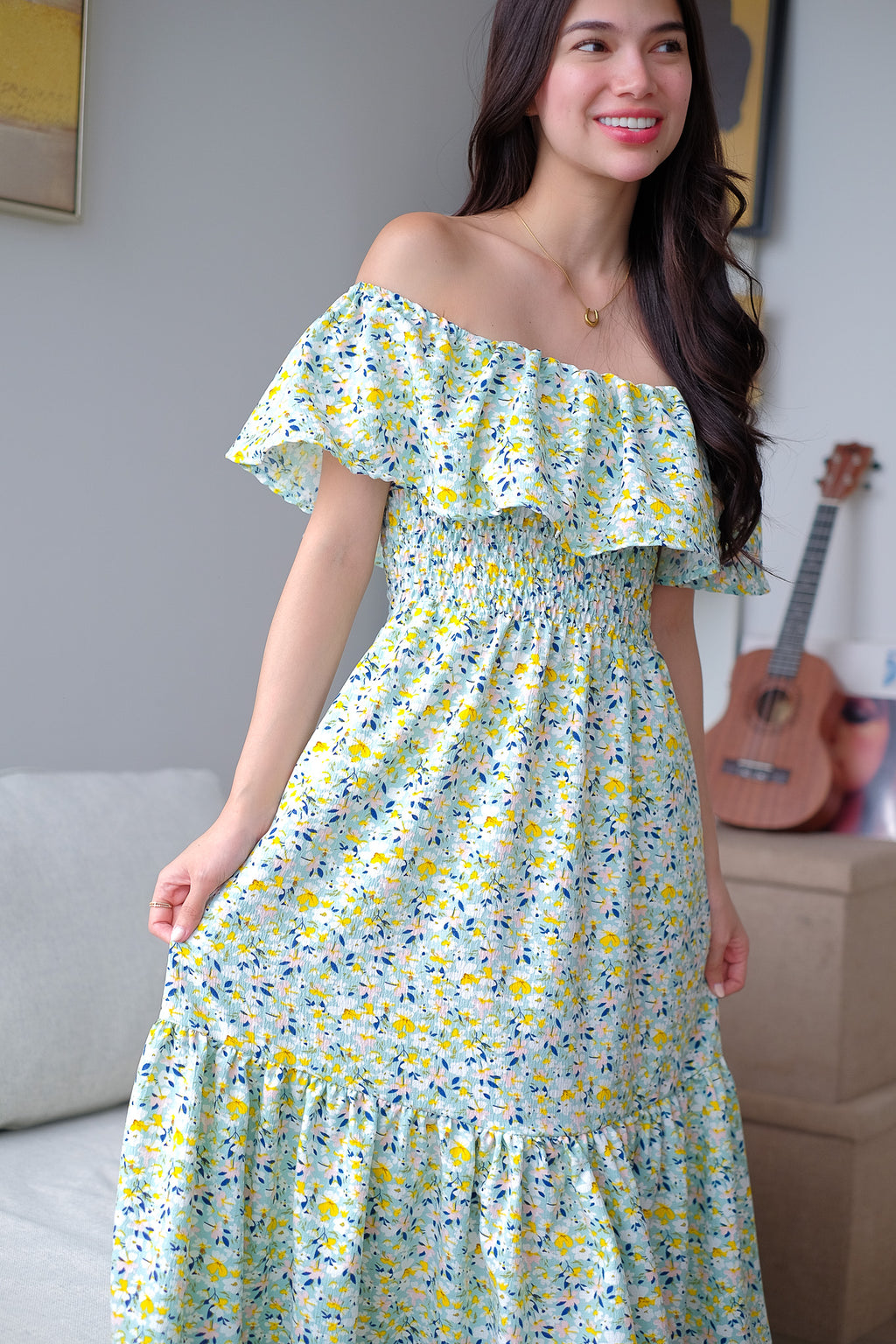 The Willow midi dress - Tifany blue floral