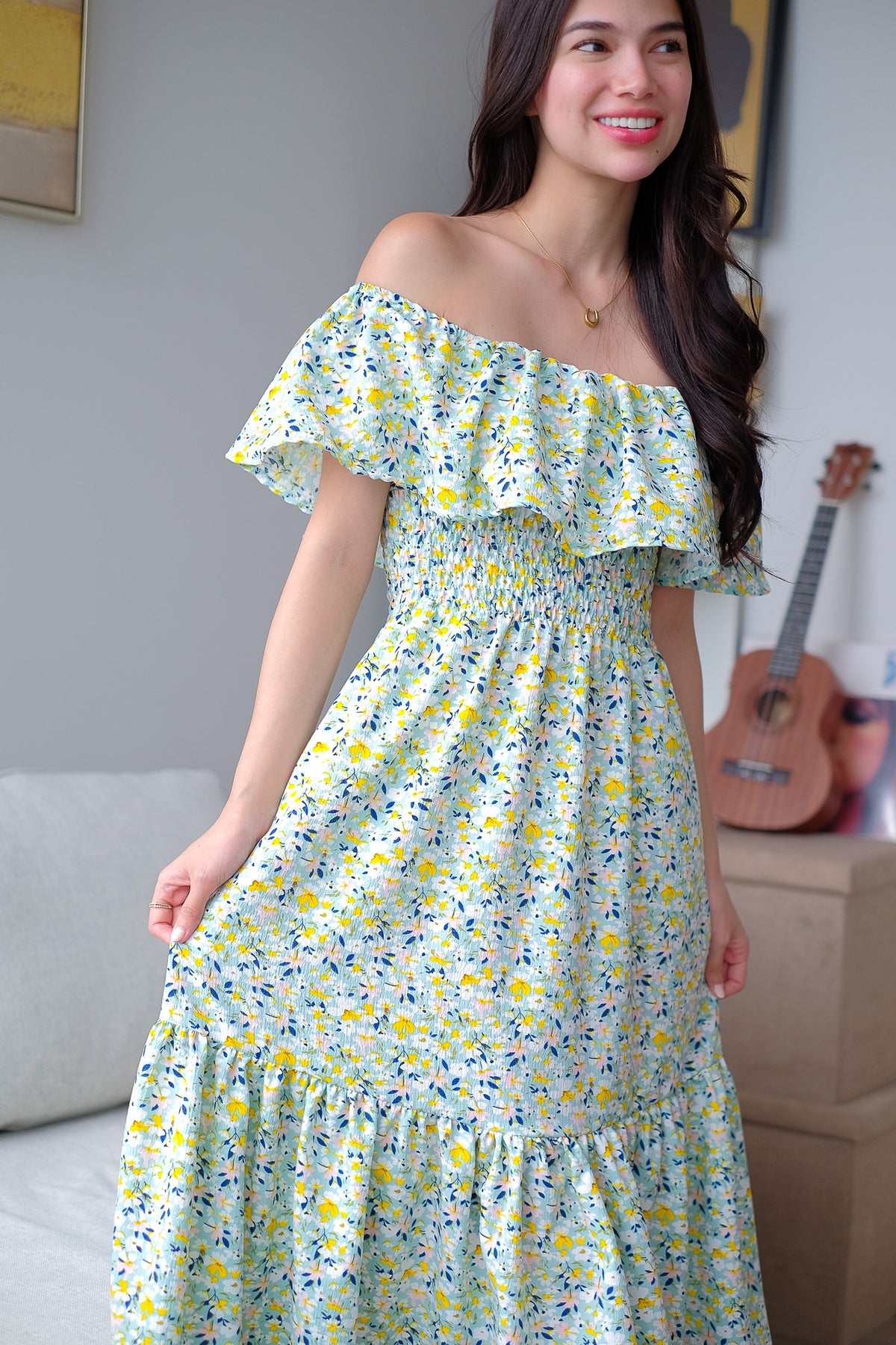 The Willow midi dress - Tifany blue floral