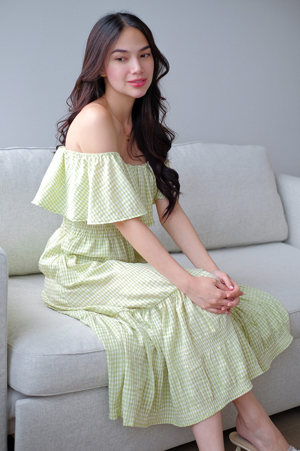 The Willow midi dress - apple green gingham
