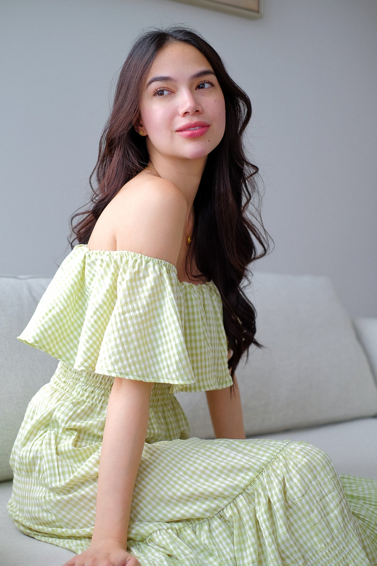 The Willow midi dress - apple green gingham
