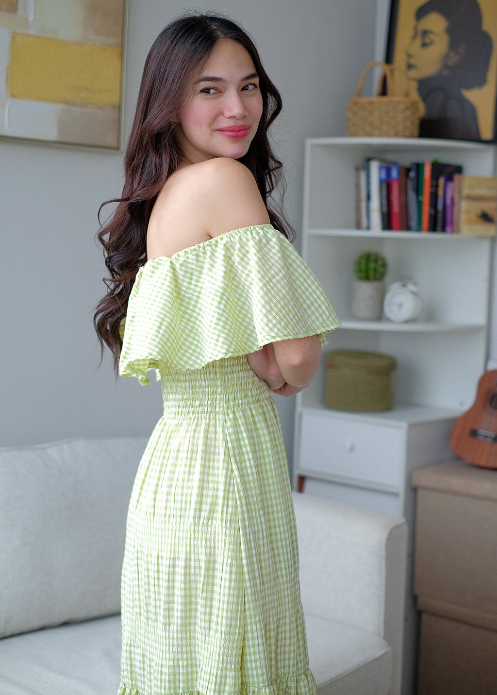 The Willow midi dress - apple green gingham