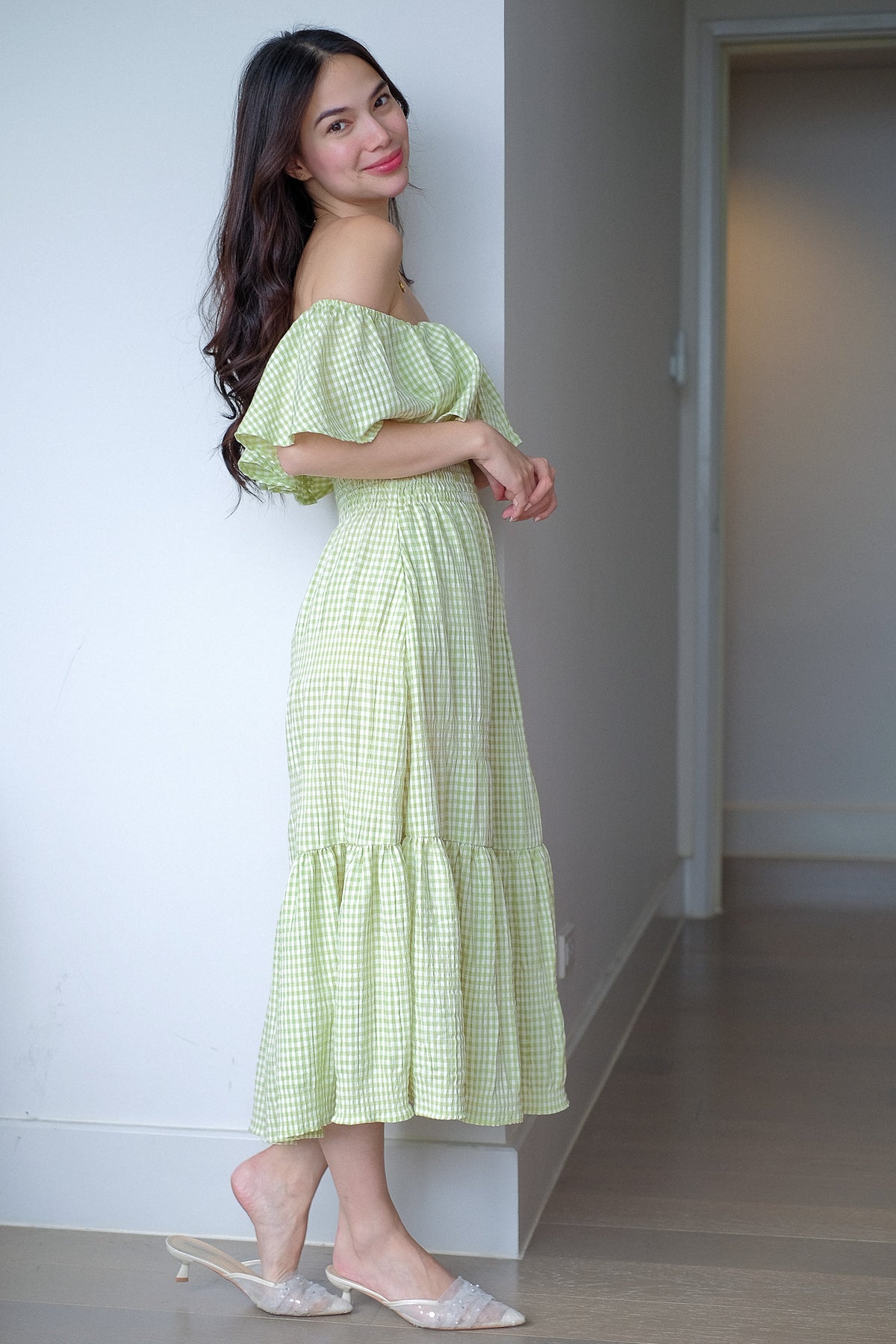 The Willow midi dress - apple green gingham