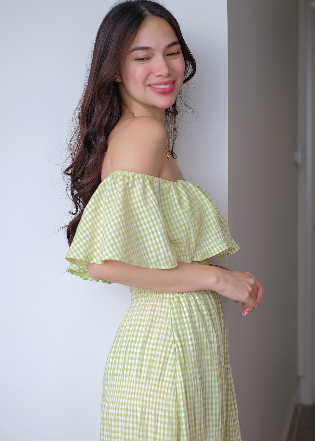 The Willow midi dress - apple green gingham