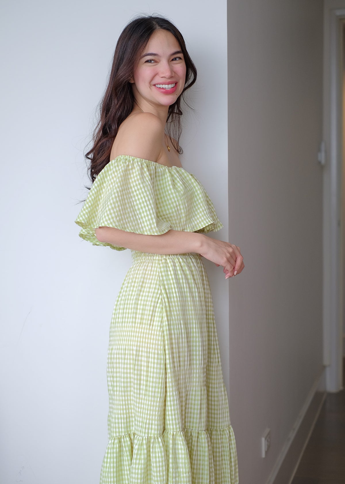 The Willow midi dress - apple green gingham