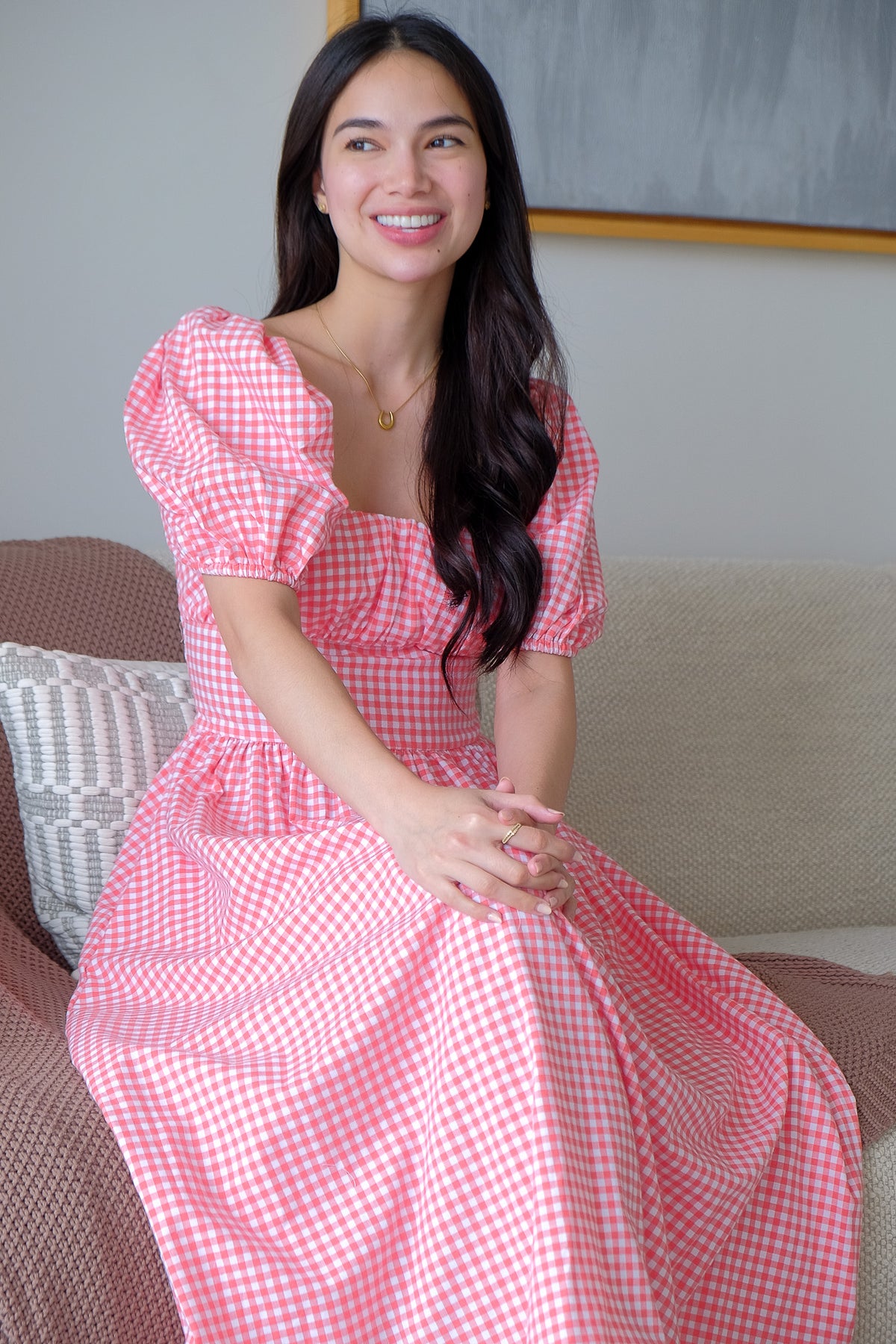 Monica Midi Dress – gingham red