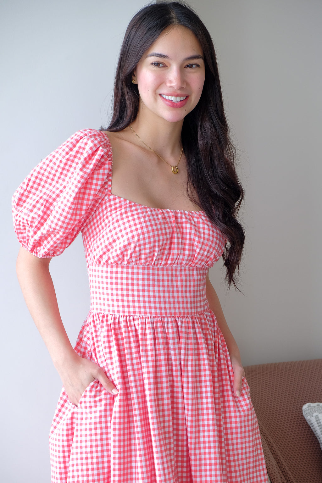 Monica Midi Dress – gingham red