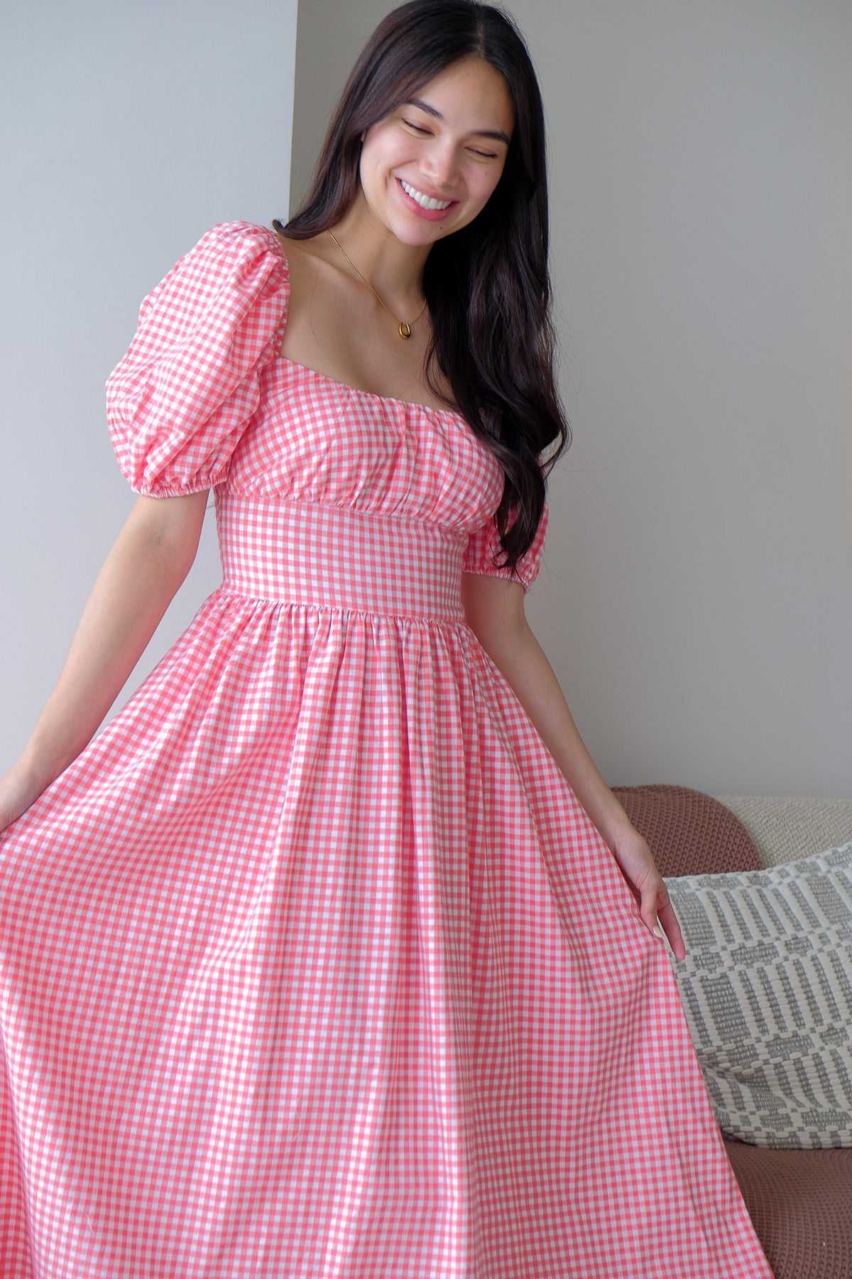 Monica Midi Dress – gingham red