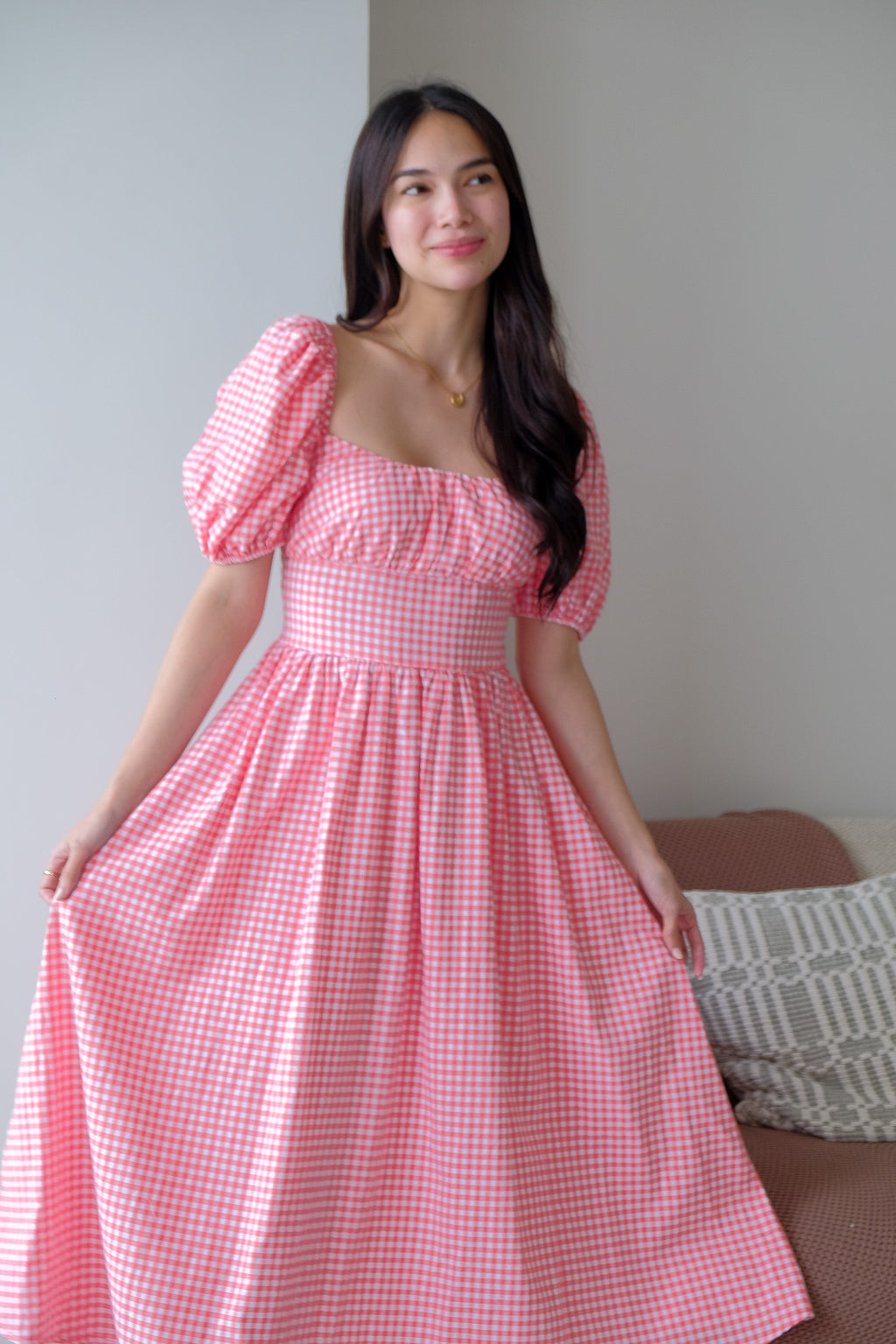 Monica Midi Dress – gingham red