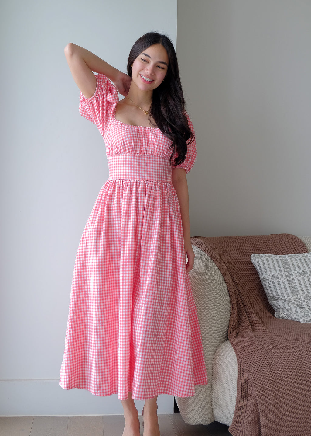 Monica Midi Dress – gingham red