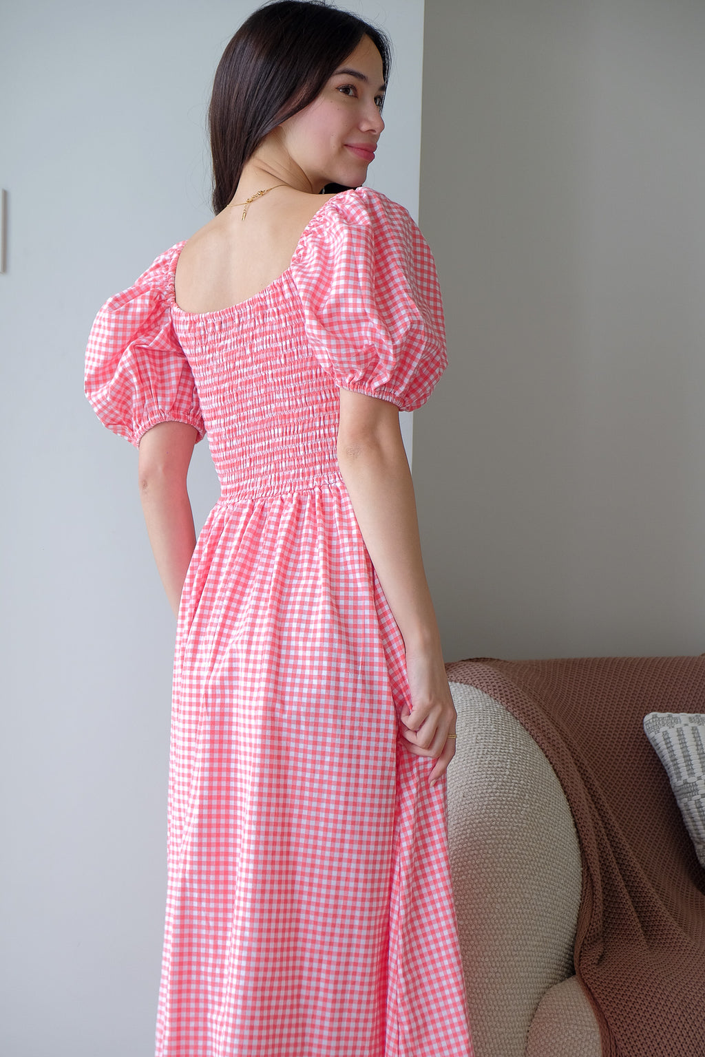 Monica Midi Dress – gingham red