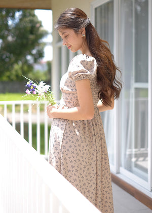 Dakota midi dress - light taupe floral